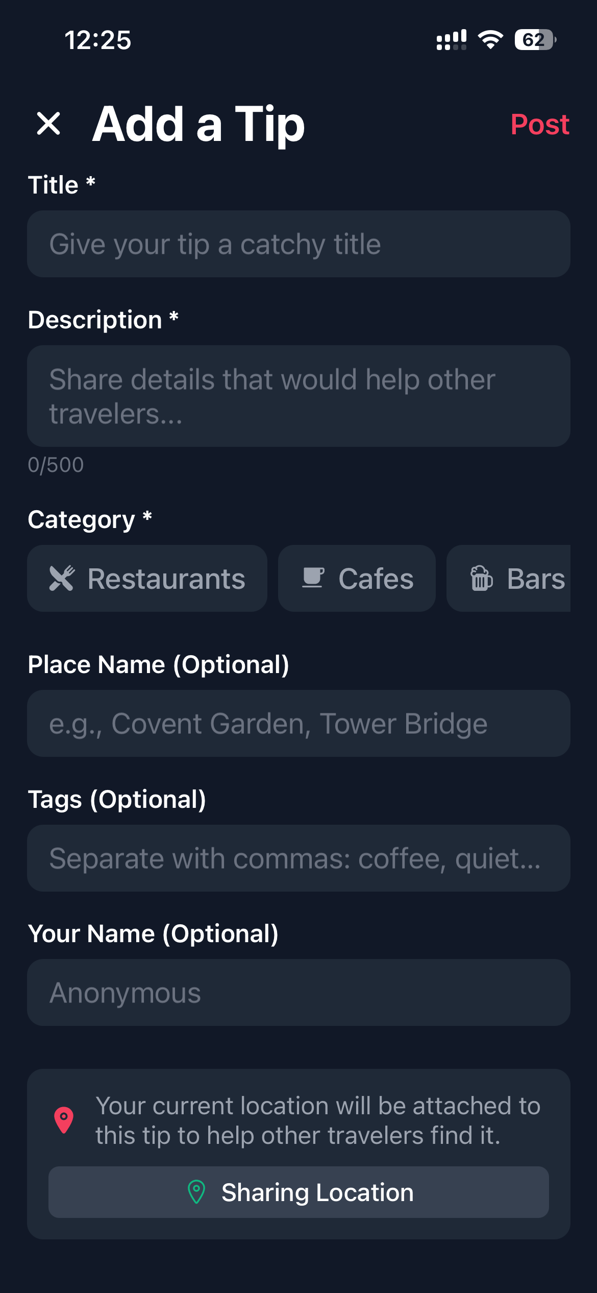 Seer add a tip screen